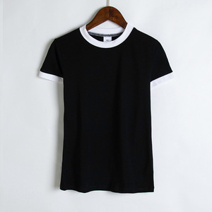 Camiseta Ringer de Cuello Redondo, 95% Algodón, 5% Elastano, Corte Ajustado, Estampada, para Mujer - Product Image 2