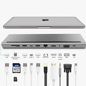 FARSINCE 11 in 1 Type C Hub Docking Station Type C to HDMI VGA Etherneter USB3.0 3.5mm Audio SD TF PD USB C 11 <strong>Port</strong> in 1 HUB - Product Image 3