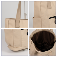 Sac fourre-tout spacieux en toile noire avec logo personnalisé, multi-poches, sac à couches approuvé par les mamans pour les essentiels de bébé, les courses et les voyages