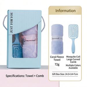 Custom Logo Corporate <b>Gift</b> Set 2 in 1 Coral Fleece Towel Detangling Brush with <b>Gift</b> <b>Box</b> Bulk Wholesale for Business Office <b>Gifts</b> - Product Image 1