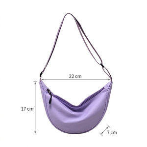 MOQ 50 Nuova <span class=keywords><strong>Borsa</strong></span> a <span class=keywords><strong>Tracolla</strong></span> Trendy da <span class=keywords><strong>Donna</strong></span> in Nylon, Leggera e <span class=keywords><strong>Sportiva</strong></span>, Piccola <span class=keywords><strong>Borsa</strong></span> a Spalla con Cerniera, Fodera in Poliestere, <span class=keywords><strong>Borsa</strong></span> a Mezzaluna Sottobraccio - Product Image 3