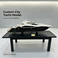 Modèle de yacht urbain personnalisé avec coque noire et blanche et support d'exposition
