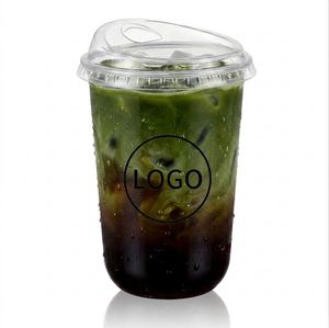 Gobelets jetables en plastique PET transparent noir de 89 mm en forme de U, avec logo personnalisé, pour café, boba, boissons froides, avec couvercle, 14 oz - Product Image 1