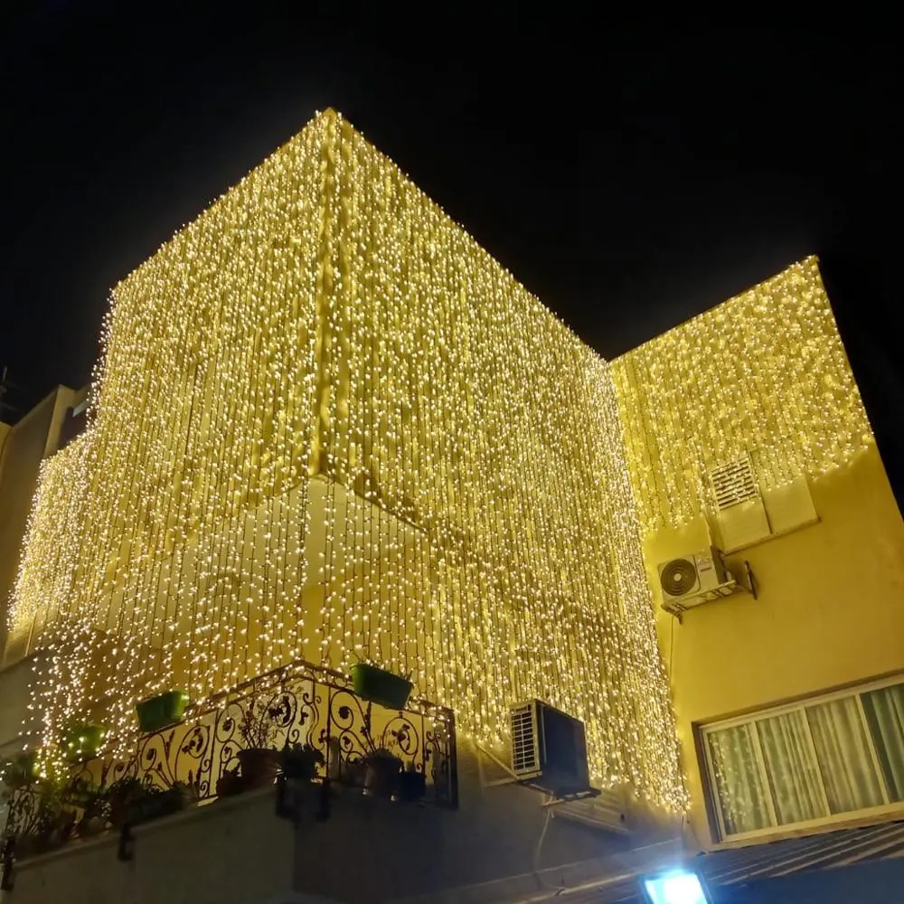 Tira de luces led para cortina de ventana, para exteriores, vacaciones, fiesta de Navidad, decoración de boda, 800