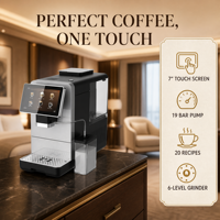 Máquina de Espresso Automática Directa de Fábrica con Molinillo Integrado, 19 Bares, Espumador de Leche de Acero Inoxidable para Oficina y Restaurante