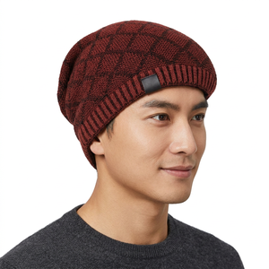 Gorro de Punto Personalizado Unisex, Spandex/Poliéster, Rayas, Botón, Estilo Vintage, Invierno, Casual, Nuevo Estilo, Talla Adulto 58-60CM - Product Image 4