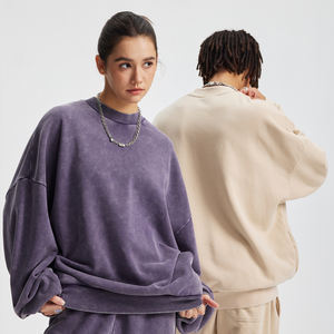 Sweat-shirt Homme Personnalisé en Coton Lourd 430G, Col Rond ou Col Roulé, Teinture Tie-Dye Lavée, Automne Hiver, avec Poche Discrète – Vente en Gros - Product Image 2