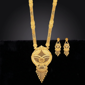 Gold Plated Forming Long Necklaces, Special Occasion, Traditional <b>Bridal</b> Jewelry Set Copper & Brass Chapado En Oro Oro Laminado - Product Image 3