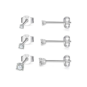 Juego de Aretes Clásicos CANNER de Plata de Ley S925 con Circonita Cúbica, Hipoalergénicos, 3 Piezas, Aretes Bonitos con Baño de Oro - Product Image 4