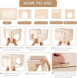 JUNJI-Muebles de Interior para mascotas, <span class=keywords><strong>Castillo</strong></span> de escondite de conejo y conejito de madera para gatos, chinchillas, cobayas y otros animales pequeños - Product Image 4