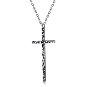 Unisex <b>Titanium</b> Steel Cross Necklace Minimalist Pendant Sweater <b>Chain</b> Artistic Retro Design - Product Image 1