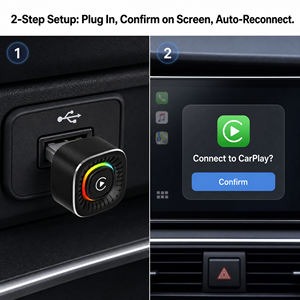 อะแดปเตอร์ CarPlay ไร้สายแบบ 2-in-1 สำหรับแปลง CarPlay แบบมีสายเป็นไร้สาย พร้อมปุ่มเชื่อมต่อโทรศัพท์มือถือกับ CarPlay - Product Image 2