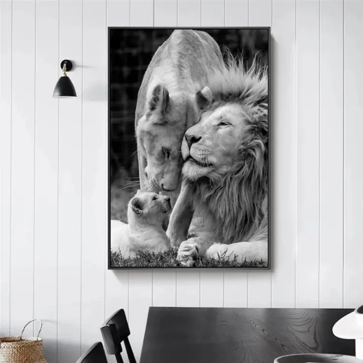 Wholesale Sales High Definition Print Lion Canvas Painting Living Room Bedroom Decorative Painting Support Customization