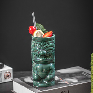 Coppette da Cocktail in rilievo classiche in ceramica Hawaii con smalti massicci, <span class=keywords><strong>vetro</strong></span> Tiki personalizzato senza manico - Product Image 1