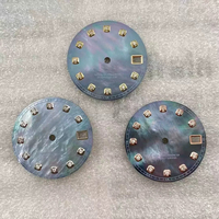 Montre en acier inoxydable avec cadran en nacre 28,5 mm, diamant, sans luminescence, faite à la main, étanche, pour mouvement automatique NH35/NH36/4R36/7S