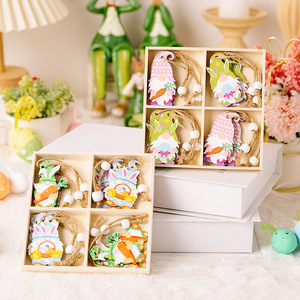 Easter Wooden Ornament Box Pendant Dwarf Turnip Hanging Decorative Craft Indoor Easter Decoration - Product Image 4