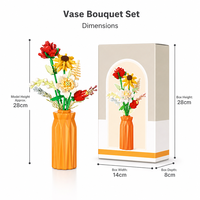 Bloques de Construcción de Ramo de Flores de Colección Botánica Personalizada con Jarrón, Set OEM de Marca Privada, Decoración Estética para el Hogar, Regalo para Niñas