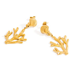 Pendientes Colgantes de Coral, Aleación de Zinc, Chapados en Oro, Joyería para Fiesta EH11826 - Product Image 5