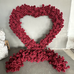 Panel de arco de flores de corazón blanco para boda, telón de fondo de arco de flores de corazón, arco de flores de corazón de lujo, seda artificial para Decoración - Product Image 2