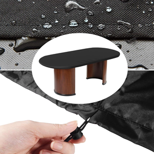 Wholesale Oval Poker <b>Table</b> Cover <b>Card</b> <b>Table</b> Cover with Adjustable Elastic and Buckle Waterproof Oxford Fabric 96"L x 44"W Black - Product Image 5