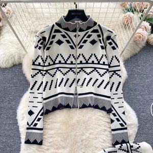 Nouvelles innovations en gros costumes pour femmes ensemble de 2 pièces col montant avec fermeture éclair chandails pour femmes rayé quotidien confortable pour femmes - Product Image 5