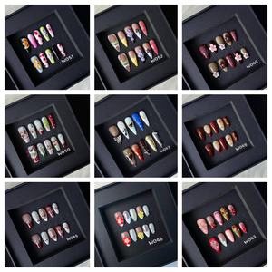 En gros, lot de faux ongles à presser en acrylique, légers, à couverture complète, forme amande, design brillant, avec colle, effet 3D - Product Image 4