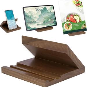 Wooden phone <b>stand</b>, lazy-person tablet <b>stand</b> for watching dramas, solid wood kitchen countertop recipe and menu reading rack - Product Image 1
