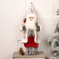 Ornements de Noël SOTE 45CM Père Noël en peluche blanche debout Décoration certifiée BSCI Logo personnalisé Décoration de la maison