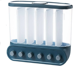 Contenedores de Cocina, Dispensador de Cereales de 6 Compartimentos, Contenedores de Almacenamiento de Cereales Sellados para Montar en la Pared, Caja para Granos, Recipiente para Alimentos - Product Image 1