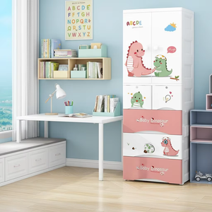 Armoire de rangement pour bébé en PP épaissi <span class=keywords><strong>60</strong></span>*40*156 <span class=keywords><strong>cm</strong></span>, armoire multi-niveaux pour vêtements d'enfants, organisateur de vêtements pour enfants - Product Image 4