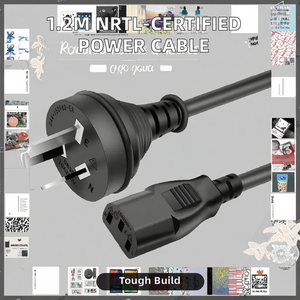 Cable de Alimentación de Seguridad Estadounidense de 1.2M C7 |   Diseño en Forma de 8 con Certificación NRTL para Impresoras/CPAP/Estudio |   Conector Hembra IEC OEM en Varios Colores, Estañado, IP20, 15A - Product Image 2