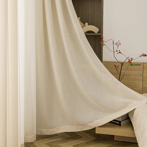 Phong cách Châu Âu hữu cơ chống cháy Voile Linen rèm vải Linen bọc vải cho đồ nội thất - Product Image 6