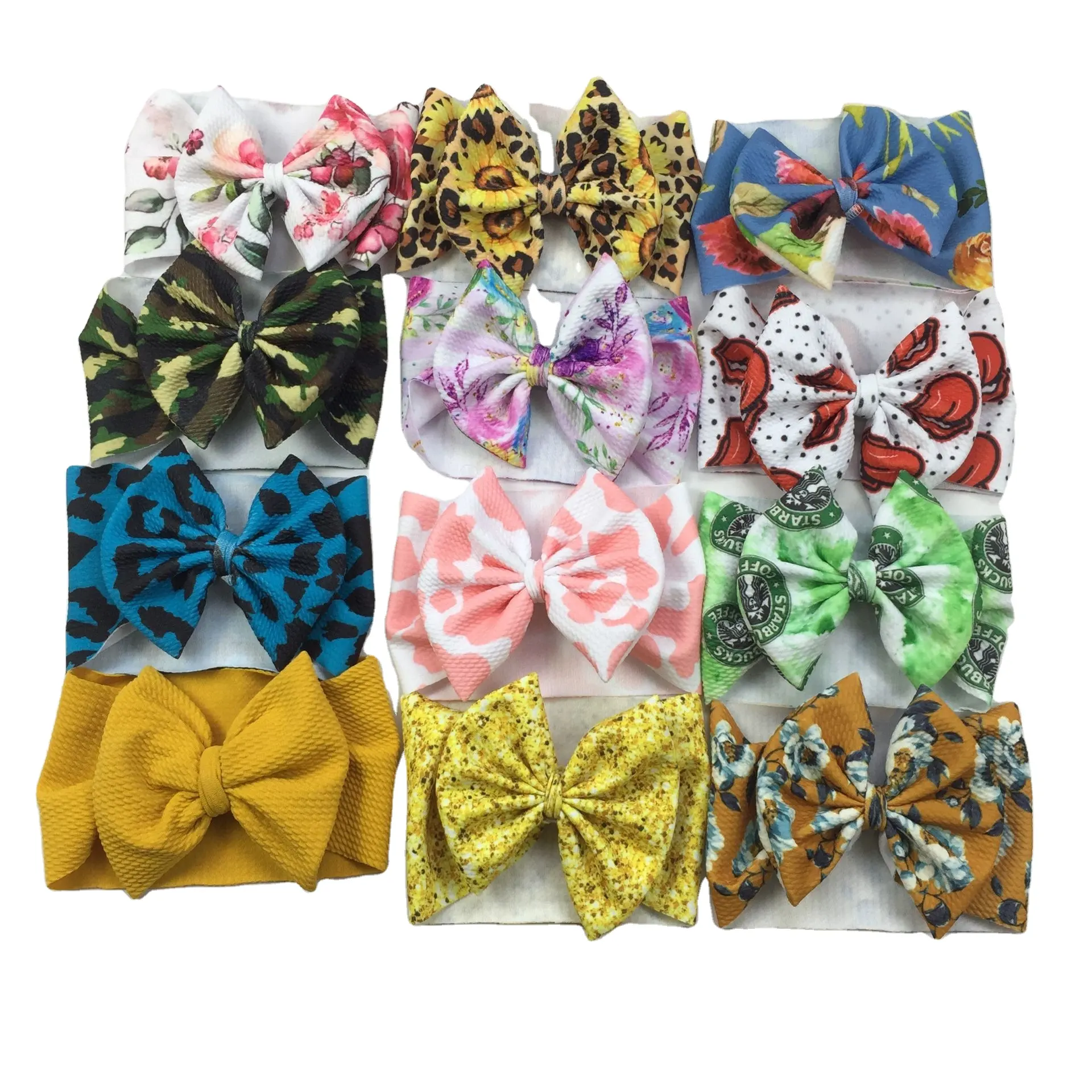 Детская повязка на голову с принтом на заказ и банты, аксессуары для волос для маленьких девочек, оптовая продажа, симпатичная Детская повязка для волос