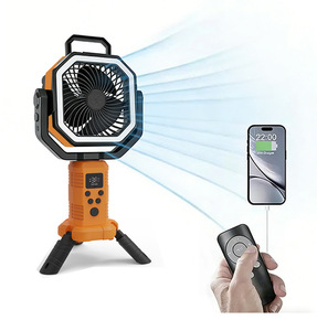 Ventilateur de camping portable avec télécommande, 5W, rechargeable par USB, affichage numérique, oscillant, quatre vitesses, en plastique, pour usage extérieur - Product Image 2