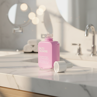 Flacon compte-gouttes d'huile essentielle rose de 30 ml Pipette Contenant cosmétique en verre carré de 50 ml pour l'emballage des soins de la peau Sérigraphie
