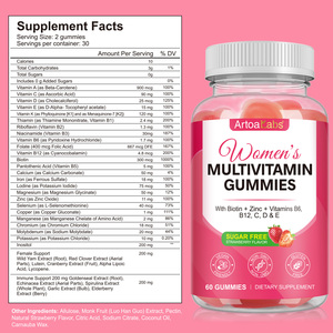 ArtoaLabs Gommes multivitaminées sans sucre saveur fraise pour femmes, marque privée, complément vitaminique en gommes pour femmes - Product Image 3