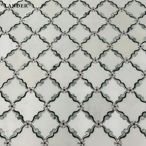Carreaux de mosaïque en marbre blanc de Carrare et vert <span class=keywords><strong>Alpi</strong></span> Lander Stone, découpe au jet d'eau, pour mur de salle de bain - Product Image 5