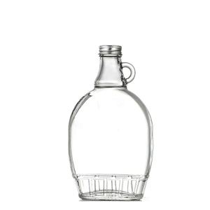 Alta calidad 150ml 250ml <span class=keywords><strong>375ml</strong></span> 500ml Tapa de tornillo vacía Botella de vidrio de jarabe de arce plano con mango pequeño - Product Image 3