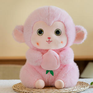 <span class=keywords><strong>En</strong></span> gros, Peluches mignonnes singe tenant une pêche, 3 couleurs, pour machine à griffes, cadeaux d'anniversaire pour enfants et décoration intérieure - Product Image 4