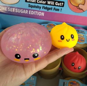 Jouet anti-stress élastique à pétrir en forme de boule moelleuse de pain vapeur mignon avec plateau, à remontée lente, pour jeux de fête et cadeaux - Product Image 1