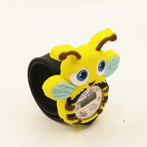 Low price Cartoon silicone slap watch Directly manufacturer custom 3D Cute bee shape design watch strap for kids
