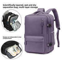 Sac à dos de voyage imperméable avec compartiment à chaussures, 180 °   Sac à dos pour ordinateur portable avec compartiment humide/sec, sangle de bagage, idéal pour les voyages d'affaires