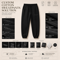 Pantalon de survêtement en molleton de coton 380 g/m² personnalisé avec logo brodé, coupe ample, cordon de serrage, style vintage pour homme