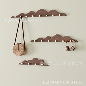 Wooden Hill Shaped Wall Mounted Hooks 8cm Spacing For <b>Clothes</b> Hat <b>Storage</b> Rack - Product Image 3