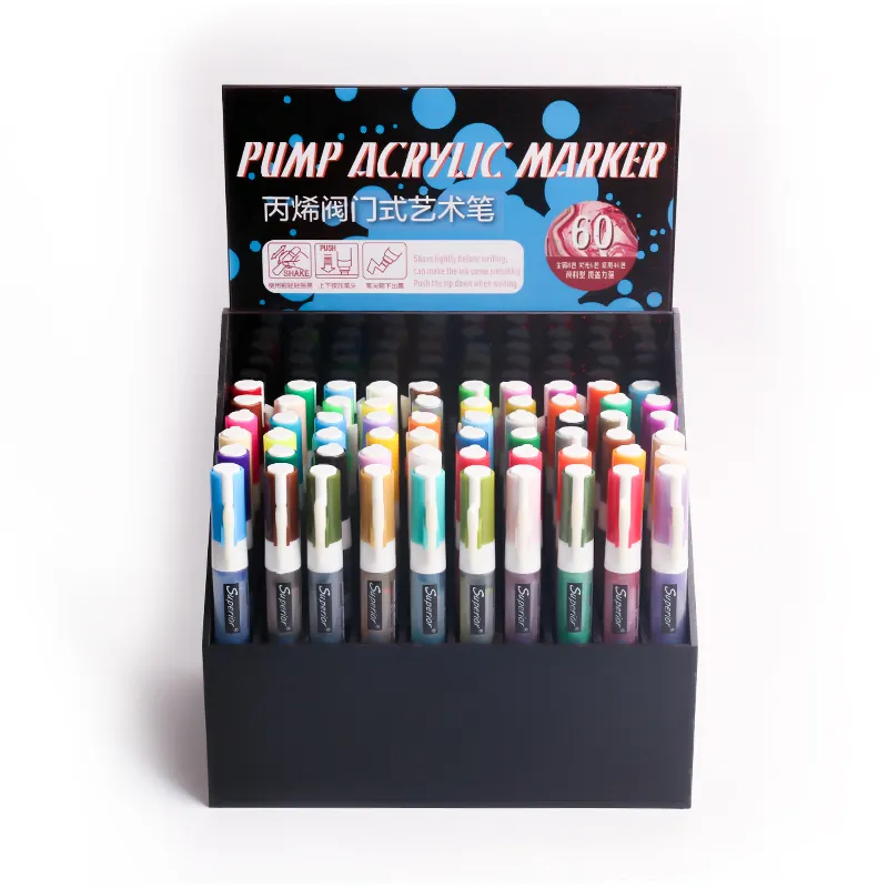 Üstün 60 renkler akrilik marker kalem seti boyama