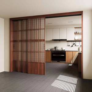 <span class=keywords><strong>Porte</strong></span> <span class=keywords><strong>coulissante</strong></span> rétro en bois de noyer de style médiéval personnalisé tringlerie à trois <span class=keywords><strong>voies</strong></span> pour cuisine salon cloison <span class=keywords><strong>rail</strong></span> de plafond <span class=keywords><strong>rail</strong></span> de sol - Product Image 3