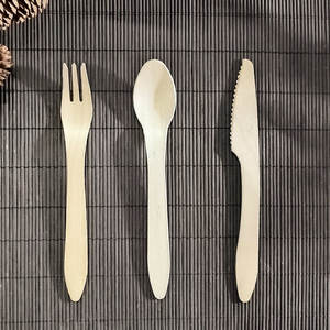 Penjualan laris 180mm portabel sendok garpu pisau perjalanan dan sendok garpu Set peralatan makan kayu sekali pakai - Product Image 1