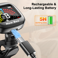 Professional Purple Red Green Black Color Rechargeable Chromatic Clip-On Guitar Tuner with Color LCD Screen