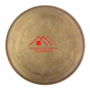 Vente de plateau marocain en aluminium or antique pour la maison, les hôtels et les restaurants, plateau de chargeur rond de dernière conception, meilleur vendeur - Product Image 5