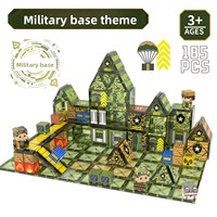 Blocs de construction magnétiques en plastique à motifs de briques imprimés en couleur, tuiles à thème militaire